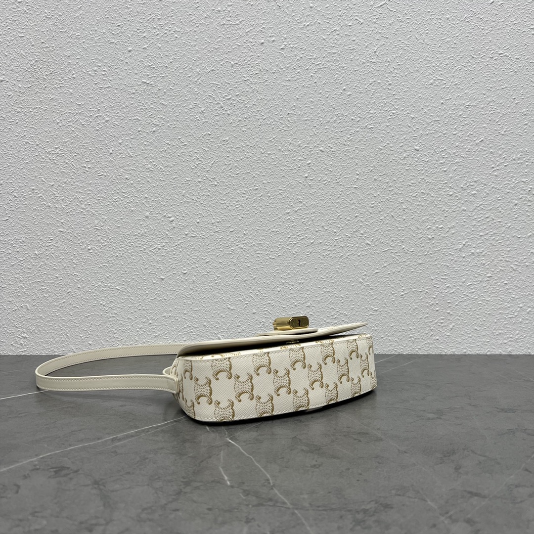 Celine Clutch On Strap Tabou In Triomphe Canvas And Calfskin White/White 101592